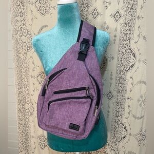 AMJ: Purple Crossbody Sling Bag with USB port